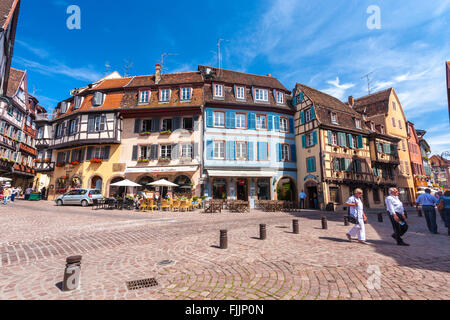 Blick auf das Zentrum Dorf in Colmar, Elsass, Haut-Rhin, Frankreich Stockfoto