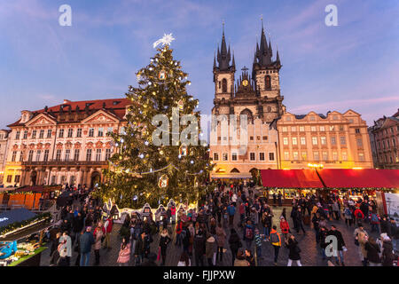 Prag Weihnachtsmarkt Altstadt Dekoration Tschechische Republik Stockfoto