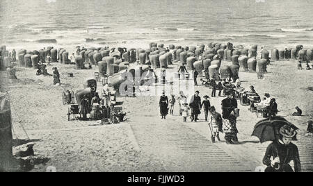 Fotografieren Sie 19. Jahrhunderts Strand von Scheveningen, den Haag, Niederlande Stockfoto