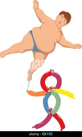 EPS8 bearbeitbares Vektor-Illustration eines übergewichtigen schwimmenden jungen durchgeführt von einem jungen des Ballons Stock Vektor