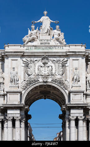 Rua Augusta Arch, einem berühmten reisen Sehenswürdigkeiten in Lissabon, Portugal Stockfoto