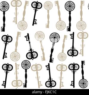 Alte Schlüssel nahtlose Muster und nahtlose Muster im Swatch-Menü, Vektor. Niedliche Vorlage, Abdeckung Stock Vektor