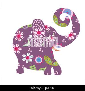 Cartoon-helle florale Elefant, niedliche Vektor-illustration Stock Vektor