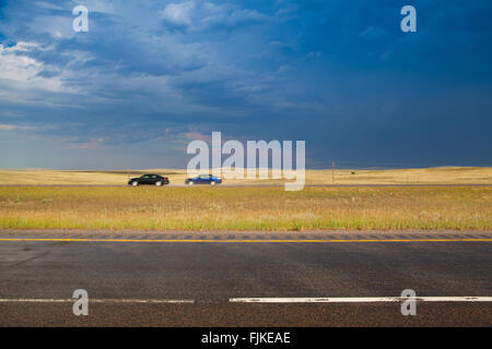 Vor dem großen Sturm in der Prärie in Wyoming in den USA Stockfoto