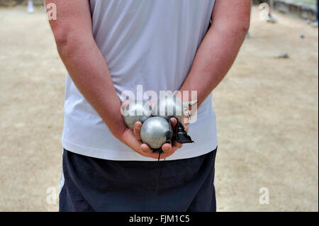 Spielen Jeu de Boule in Frankreich, Europa Stockfoto