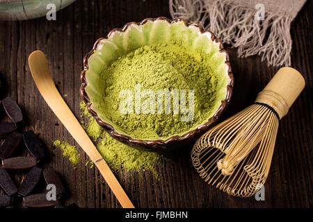 Fein pulverisierten Matcha Grüntee Stockfoto