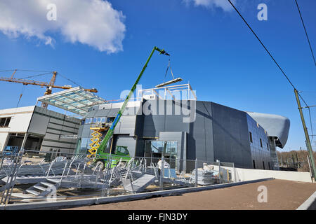 Baustelle des Docks Bruxsel, das neue Einkaufsviertel in einem Gebiet in volle wirtschaftliche Umschichtung, Stockfoto