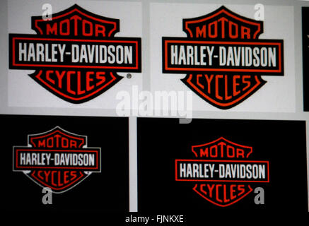 Markenname: "Harley Davidson", Berlin. Stockfoto