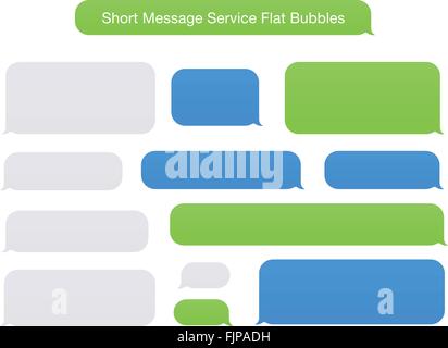 Darstellung der SMS Flat Bubbles grün, blau und grau verwendet auf Handy und tablet Stock Vektor