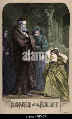 Romeo und Julia von William Shakaespeare.  Handeln Sie III, Szene 5. Illustration von John Gilbert. Englischer Dichter und Dramatiker getauft 26. April 1564 – 23. April 1616. Stockfoto