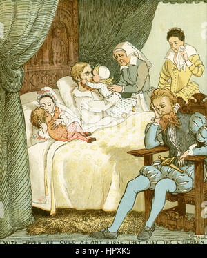 Die Babes in den Holz - "mit Lippes so kalt wie jeden Stein sie Kist die Kinder kleine". Illustration von Randolph Caldecott (1846-1886) Stockfoto