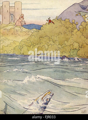 Tom Thumb - wirft die Riese Daumesdick ins Meer, von The Golden Goose Book, 1905, illustriert von Leonard Leslie Brooke (1862-1940) Stockfoto