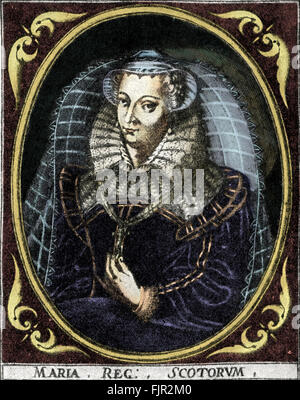 Maria i. von Schottland / Mary Queen of Scots, Porträt. Schottische Königin (14 Dezember 1542-24 Juli 1567) - 8 Dezember 1542-8 Februar 1587. Nach der Abbildung von 'Inscriptiones Historicae Regum Scotorum', 1602. Stockfoto