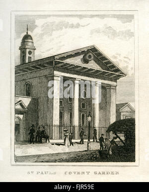 Str. Pauls Kirche, Covent Garden, London 1835. Erbaut im Jahre 1640 von Francis, Earl of Bedford, entworfen von Inigo Jones (1573 – 1652) Stockfoto