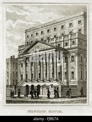 Mansion House, London. Ab 1835 print Stockfoto