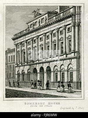 Somerset House, der Strand, London. Ab 1835 print. Stockfoto