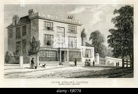 Jack Straws Burg, Hampstead Heath, London. Ab 1835 print. Stockfoto