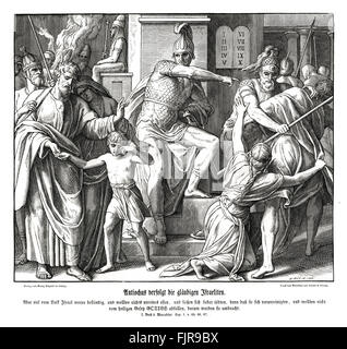 Verfolgung der Israeliten durch Antiochus, 1 Makkabäer Kapitel ich Verse 65-66 "und viele von den Kindern Israels bestimmt mit sich, dass sie nicht unrein Dinge essen würde: und sie wählten eher zu sterben als zu unreinen Fleisch befleckt werden.  Und sie würden nicht brechen, das heilige Gesetz des Gottes, und sie wurden zu Tode "1852-60 Illustration von Julius Schnorr von Carolsfeld Stockfoto