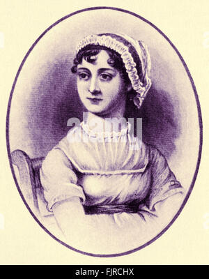 Jane Austen - Porträt des englischen Schriftstellers als eine junge Frau 16. Dezember 1775 - 18. Juli 1817. Stockfoto