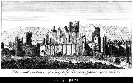 Ein Stich der Südost Ansicht von Caerphily (Caerphilly) Schloss in Glamorganshire mit hoher Auflösung aus einem Buch gescannt Gedruckt im Jahre 1763 Stockfoto