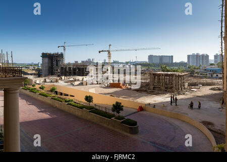 Bau des neuen Wohnblocks von Hiranandani in Kelambakkam, Chennai Stockfoto