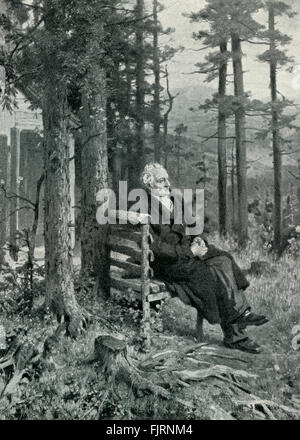 Johann Wolfgang von Goethe auf Gickelhahn im Jahre 1831, auf der Stelle, wo er "Ueber Allen Gipfeln" geschrieben hatte. Deutscher Dichter, Schriftsteller, Dramatiker und Philosoph.  28. August 1749 - März 22. 1832 Stockfoto