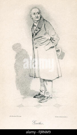 Johann Wolfgang von Goethe, deutscher Dichter, Schriftsteller, Dramatiker und Philosoph.  28. August 1749 - März 22. 1832. Illustration von Daniel Maclise (1806 – 1870) Stockfoto