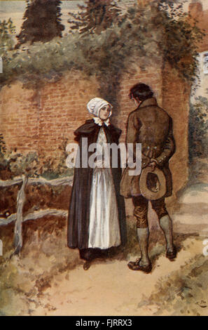 Adam Bede von George Eliot.  Illustrationen von Gordon Browne. Dinah und Seth. Bildunterschrift lautet: "Wir haben nichts zu tun, sondern zu gehorchen und zu vertrauen".  GE - war ein Pseudonym für Mary Ann Evans 22 November 1819 – 22. Dezember 1880.  GB: Engländers 15. April 1858 – 27. Mai 1932 (Grundstück: Heldin Hetty Sauerampfer für Kindermord versucht wird, basierend auf wahren Geschichte) Stockfoto