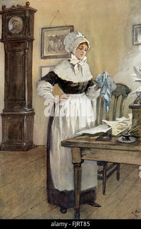 Adam Bede von George Eliot.  Illustrationen von Gordon Browne. Dinah. Bildunterschrift lautet: "Bis zu den äußersten Rand dieser bestäubt".  GE - war ein Pseudonym für Mary Ann Evans 22 November 1819 – 22. Dezember 1880.  GB: Engländers 15. April 1858 – 27. Mai 1932 (Grundstück: Heldin Hetty Sauerampfer für Kindermord versucht wird, basierend auf wahren Geschichte) Stockfoto