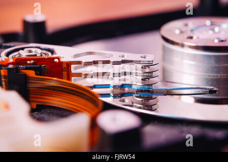 Interne Festplatte Closeup on White Stockfoto