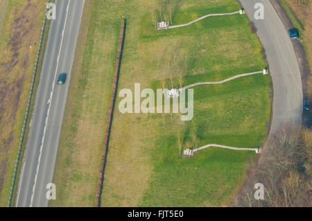 Meuse (55), route Departementale D1916 Anciennement Voie Sacree, Aire de Repos (Vue Aerienne) / / Frankreich, Meuse (55), D1916 Road, Stockfoto