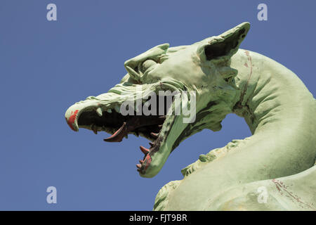 Skulptur von Drachenkopf in Ljubljana, Slowenien Stockfoto