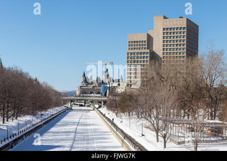 Rideau Canal in Ottawa im winter Stockfoto