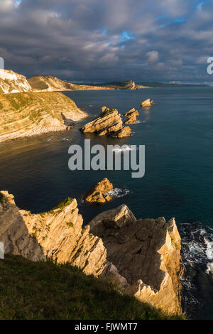 MUPE Bay Blick auf Warbarrow Bay auf der Lulworth Armee Range auf Dorset Jurassic Coast, ein UNESCO-Weltkulturerbe. Stockfoto