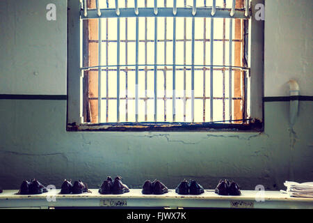 Alcatraz Gefängnis Schuhe, San Fransisco Stockfoto