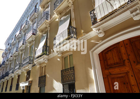 Valencia Barrio del Carmen Straße Fassaden in Spanien Stockfoto