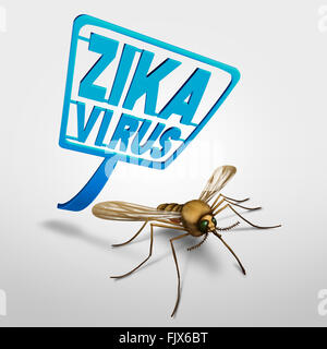 Zika Virus Kontroll- und Risikomanagementsystem Symbol als eine Fliegenklatsche Angriff auf eine infizierte Krankheit tragen Mosquitto, die die Gesundheit darstellt Stockfoto