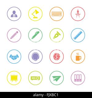 [EPS10] Symbolsatz bunte flache 8 mit Kreis Rahmen für Web-Design, User-Interface (UI), Infografik und mobile apps Stock Vektor