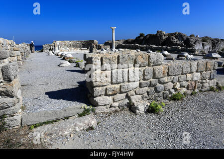 Ruinen des frühen Christian Basilica, Agios Stefanos, Kefalos Bay, Insel Kos, Dodekanes-Gruppe von Inseln, Süd Ägäis, Stockfoto