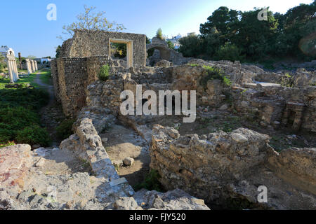 Spalten der alten hellenistischen Gymnasium, Xisto, Kos Stadt, Insel Kos, Dodekanes Gruppe von Inseln, Süd Ägäis, Griechenland Stockfoto