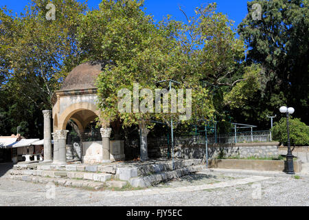 Der Hippokrates-Platane, gepflanzt von Hippokrates, Plane Tree Square, Kos-Stadt, Insel Kos, Dodekanes-Gruppe von Inseln, Süd Stockfoto