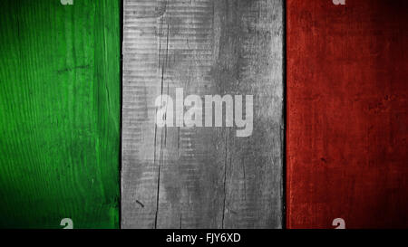 Aus Holz Textur Hintergrund mit den Farben der italienischen Flagge Stockfoto