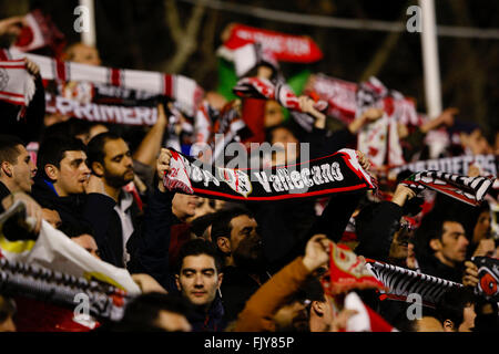 Madrid, Spanien. 3. März 2016. Rayo Vallecano-Fans. La Liga-match zwischen Rayo Vallecano und FC Barcelona im Vallecas Stadion in Madrid, Spanien-Credit: Action Plus Sport/Alamy Live News Stockfoto