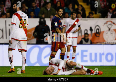 Madrid, Spanien. 3. März 2016. Luis Alberto Suarez Diaz (9) FC Barcelona. La Liga-match zwischen Rayo Vallecano und FC Barcelona im Vallecas Stadion in Madrid, Spanien-Credit: Action Plus Sport/Alamy Live News Stockfoto