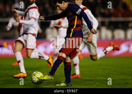 Madrid, Spanien. 3. März 2016. Lionel Andrés Messi (10) FC Barcelona. La Liga-match zwischen Rayo Vallecano und FC Barcelona im Vallecas Stadion in Madrid, Spanien-Credit: Action Plus Sport/Alamy Live News Stockfoto