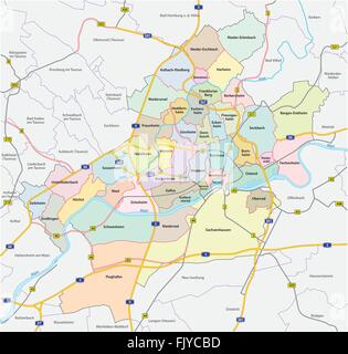 Frankfurter Straße und Verwaltungskarte Stock Vektor