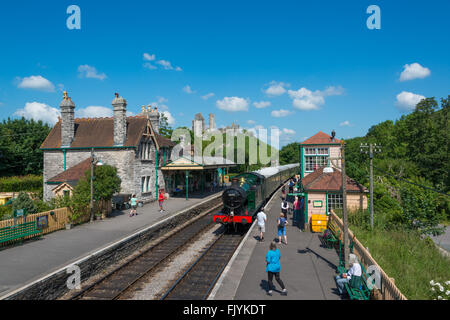 Corfe Castle Bahnhof auf der Norton-Swanage-Linie Stockfoto