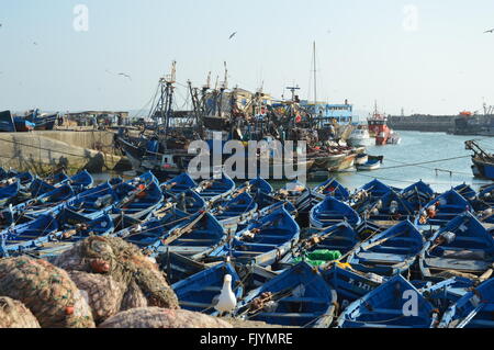 Fischerboote im Hafen von Essaouira, Marokko Stockfoto