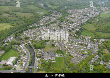 Eine Luftaufnahme des Ystradgynlais, einer Stadt in Süd-Wales Stockfoto