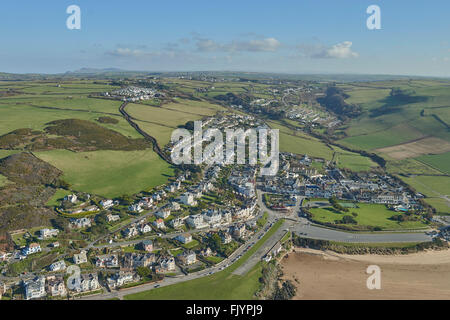 Eine Luftaufnahme von Nord-Devon Badeort Woolacombe Stockfoto